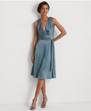 Lauren Ralph Lauren Belted Charmeuse Cocktail Dress Size 2